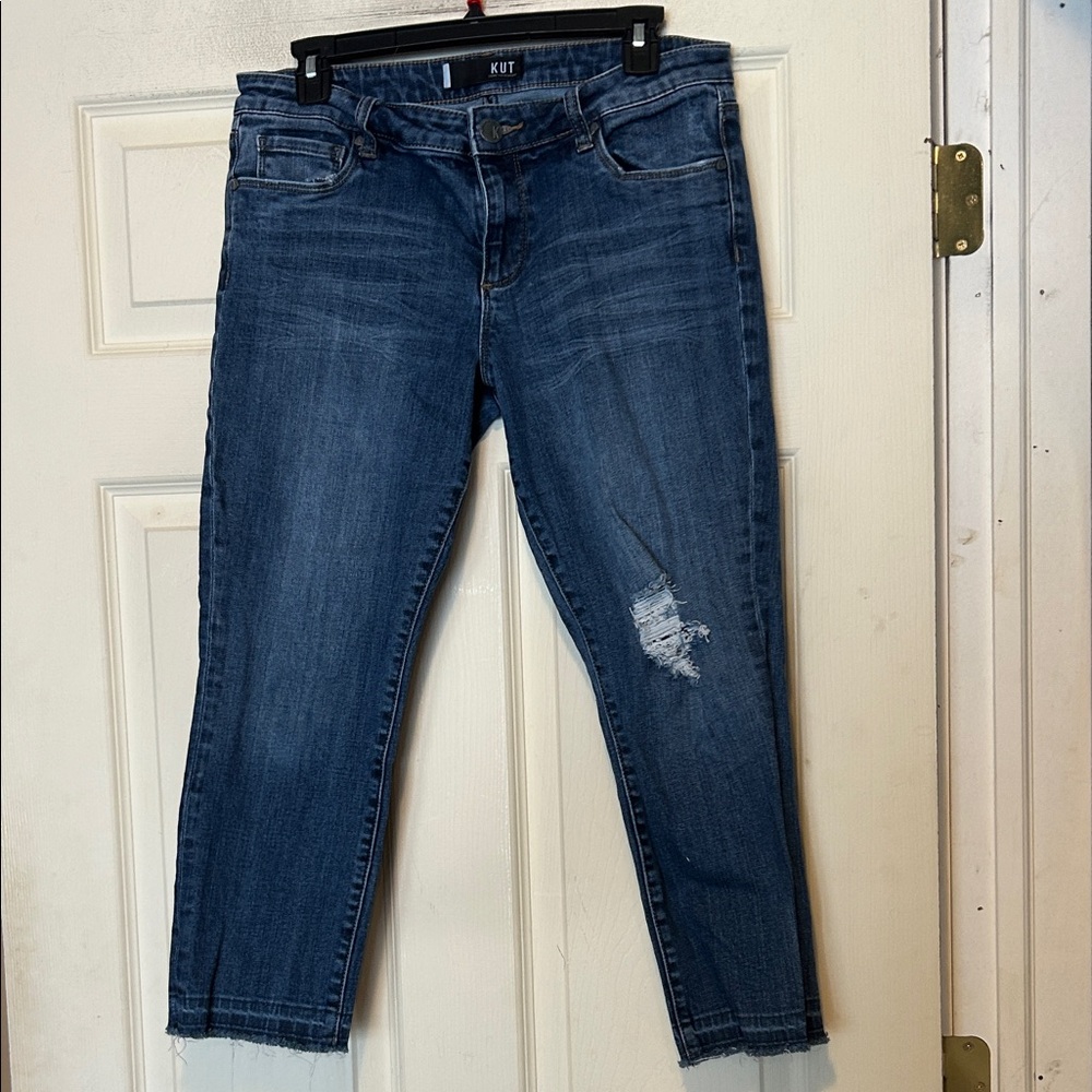 Kut From The Kloth Distressed Cropped Jeans Size 6 Petite